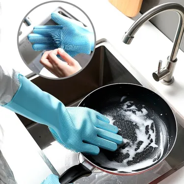 Silicone Magic Dish Washing Cleaning Gloves (1 pair)